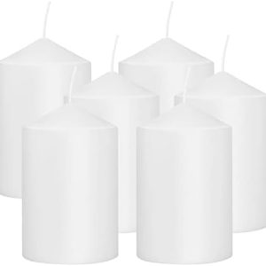 Set of 6 White Unscented Dripless Pillar Candles 3x6 Inch