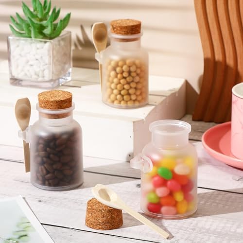 24 Mini Clear Jars with Spoons and Cork Lids - Image 3