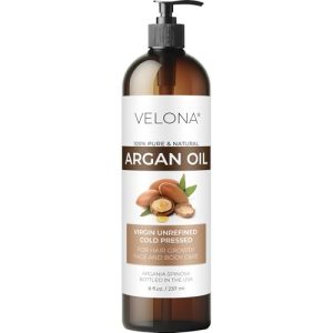 Velona Argan Oil 8 Fl Oz - Unrefined, Cold Pressed for Hair, Skin, Nails