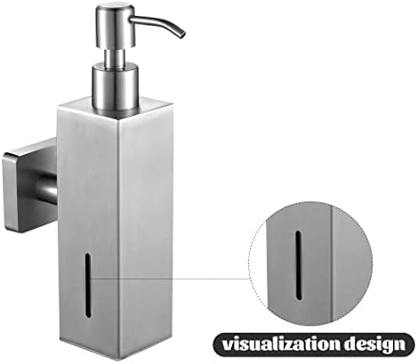 WINCASE Wall-Mounted Brushed Nickel Soap Dispenser, 8.5oz with Clear Window - Image 4