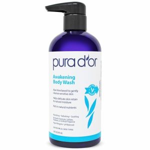 PURA D'OR 16oz pH Balanced Awakening Body Wash with Aloe Vera, Lavender, Tea Tree