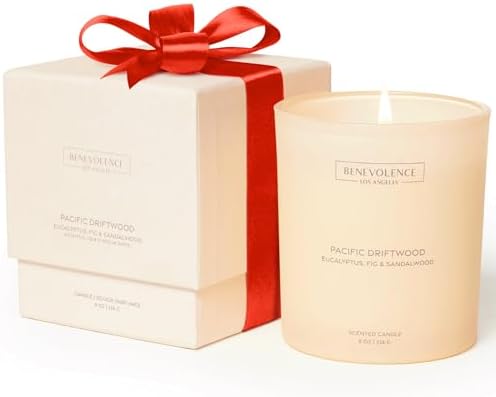 Benevolence LA Pacific Driftwood Scented Candle 8oz Eucalyptus Fig Sandalwood 45-Hour Burn