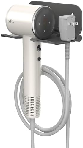 Aina Foldable Wall-Mounted Hair Dryer Holder & Organizer for Bedroom/Bathroom