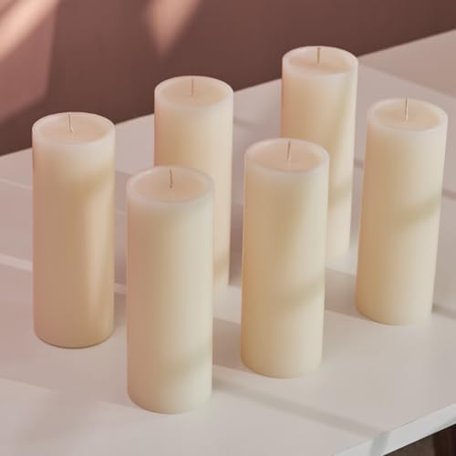 Simply Soson 3-Piece Ivory Unscented Dripless Pillar Candle Set 3x8 Inch - Image 4
