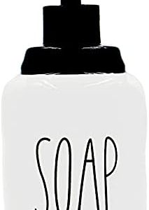 Ceramic Soap Dispenser, Modern Farmhouse Style for Kitchen & Lotion, White/Black