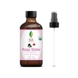 SVA ORGANICS 4oz Rose Water Spray for Skin, Haircare, Bath & Aromatherapy