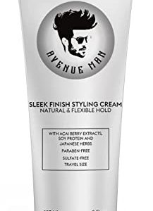 Avenue Man Sleek Finish Cream - Natural Hold, Herbal Extracts, Paraben & Sulfate Free