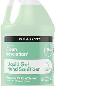 Clean Revolution Hand Sanitizer, 128 Fl. Oz Refill, 70% Ethanol, Aloe Enriched