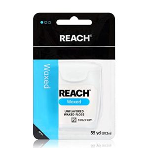 REACH Waxed Dental Floss, Unflavored, Shred Resistant, PFAS-Free, 55yd