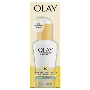 Olay Complete Daily Defense Sensitive Skin Moisturizer SPF 30, 2.5 oz Tubes, Pack of 2