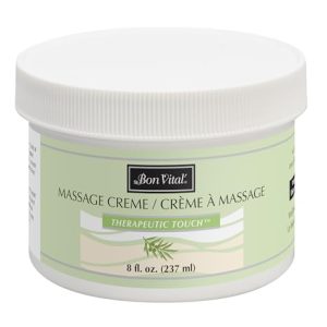 Bon Vital Therapeutic Touch 8 oz Massage Cream with Olive Oil for Muscle Relief and Moisturization
