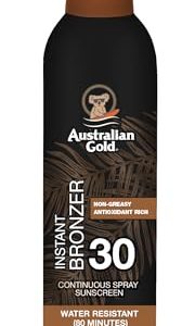 Australian Gold SPF 30 Continuous Spray Sunscreen with Bronzer, 6 Oz, Water Resistant