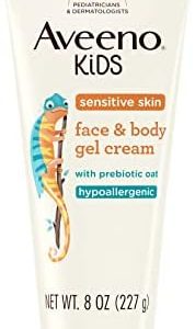 Aveeno Kids Gel Cream, 8 oz - Sensitive Skin, 24-Hour Hydration, Quick-Dry, Hypoallergenic
