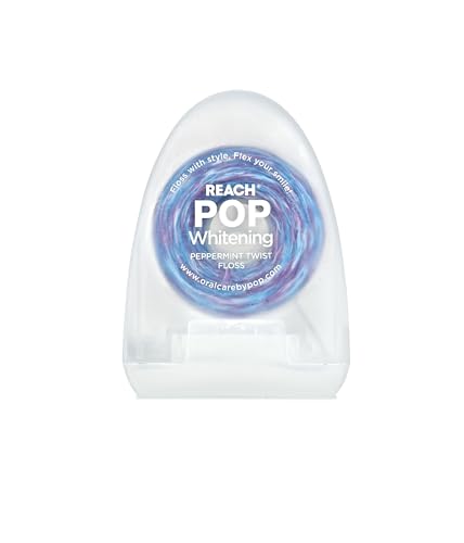 REACH POP Whitening Dental Floss, Peppermint, Vegan, PFAS-Free, 54.6yd, Eco-Friendly