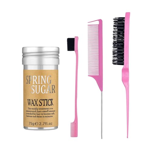 4-Pack Hair Wax Stick & Edge Brush Set for Women, Kids, and Flyaways