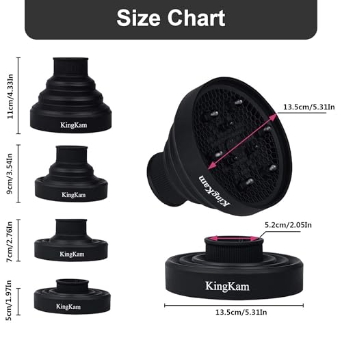 KingKam Universal Collapsible Hair Dryer Diffuser for 1.575-1.968 Inch Nozzles - Black - Image 5
