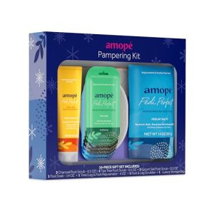 Amopé Charcoal, Tea Tree & Epsom Foot Care Pampering Kit with Rejuvenator and Bag