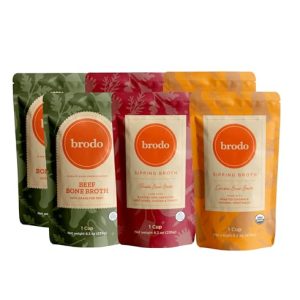 Brodo Organic Chicken Bone Broth, 6x8oz Pouches, No Preservatives, Classic Pack