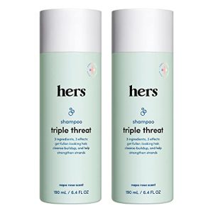 Hers Triple Threat Shampoo, 2-Pack, 6.4oz - Thicker Hair with Biotin & Oils