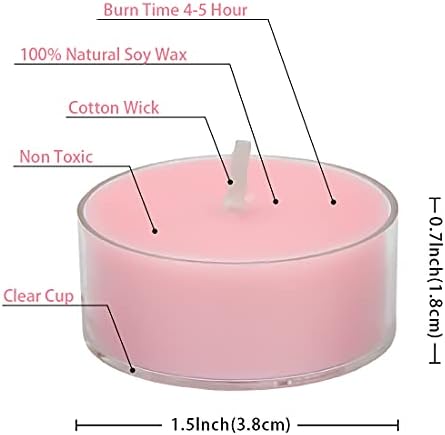 DEYBBY Romantic Rose Scented Soy Wax Tealight Candles Set of 12, 4-Hour Burn - Image 2
