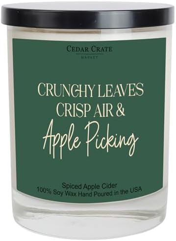 Fall Spiced Apple Cider Candle 12oz Scented Soy Wax for Home Decor and Gifts