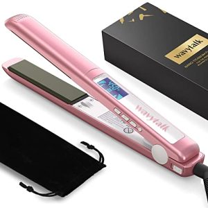 Wavytalk Flat Iron, Titanium Plates, 15 Temps, Dual Voltage, Auto Shut Off (Rose Gold)