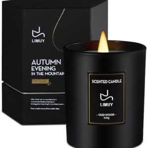 Sandalwood & Rose Soy Candle for Men, 8 Oz Black Jar Gift