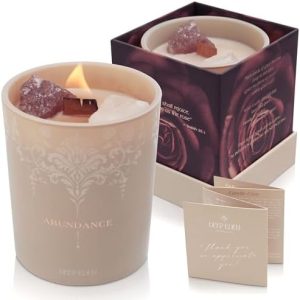 Luxury Velvet Rose & Patchouli Crystal Candle, 7.4oz Coconut Soy Wax Blend