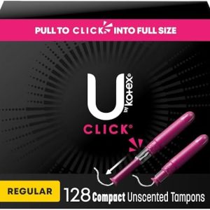 U by Kotex Click Compact Tampons Regular Unscented 128 Count Value Pack