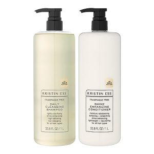 Kristin Ess Fragrance Free Shampoo & Conditioner 1L Set - Vegan, Sulfate-Free, Color Safe