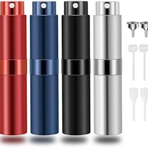 Saiveina 8ml Refillable Perfume Atomizer Travel Bottles Set of 4 Portable Easy Application