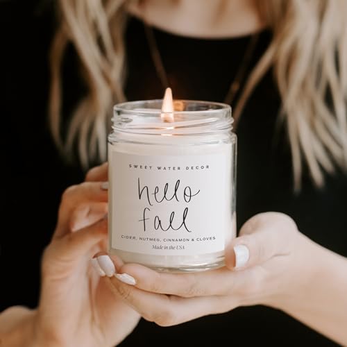 Sweet Water Decor Hello Fall Candle - Cinnamon Apples & Clove, 9oz Soy Wax - Image 9