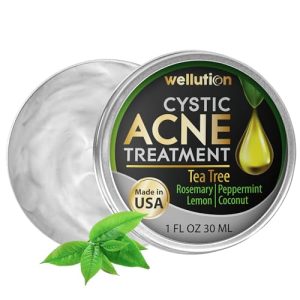 Wellution Cystic Acne Cream with Tea Tree Oil - 1oz Overnight Treatment for Scars