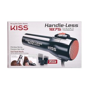 KISS 1875W Handle-Less Ceramic Tourmaline Hair Dryer, 3 Attachments, Up to 450°F