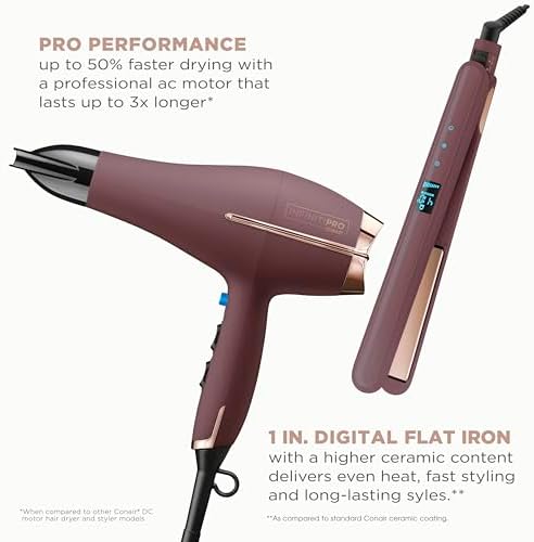 Conair Limited Edition Bundle: INFINITIPRO Hair Dryer & 1-inch Flat Iron - Plum - Image 3