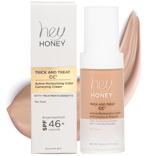 Hey Honey CC Cream SPF 46 Tan Moisturizing Color Corrector for Rosacea Redness