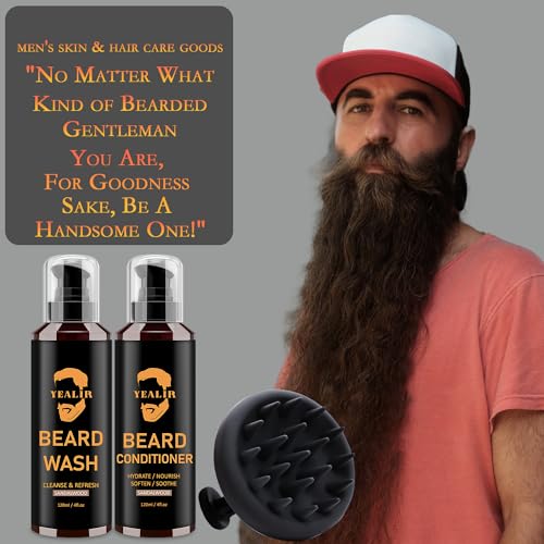 Premium Beard Wash Conditioner Brush Set Argan Jojoba Oils 8 Fl Oz - Image 2