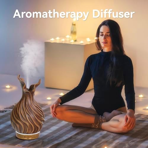 200ml Wood Grain Essential Oil Diffuser with LED Lights - Image 3