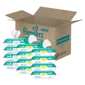 Pampers Sensitive Baby Wipes, Hypoallergenic & Unscented, 8 Packs + 4 Refills (1008 Wipes)