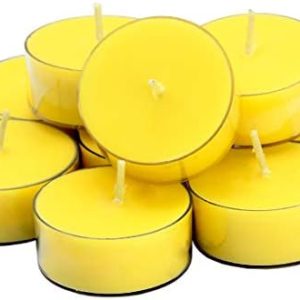 DEYBBY Lemon Scented Soy Wax Tea Candles, 4-Hour Burn Time, Pack of 12