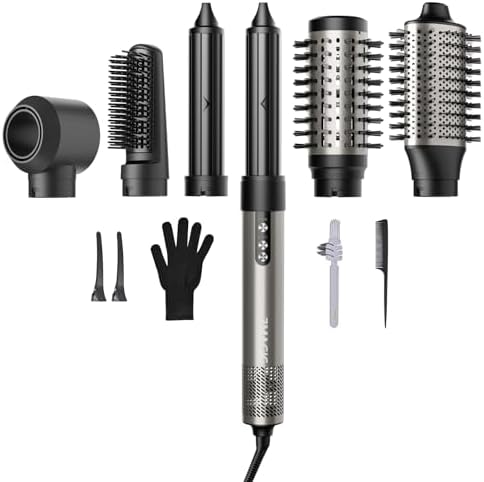 7MAGIC 6-in-1 Ionic Hair Dryer Brush, 1200W, Silver