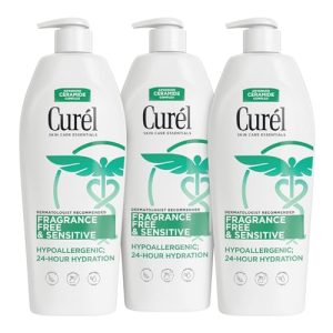 Curel Fragrance-Free Body Lotion, 13 oz (Pack of 3), for Sensitive Dry Skin