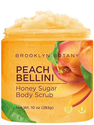 Brooklyn Botany Peach Bellini Honey Sugar Scrub 10 oz New Hydrating Exfoliating Body Care