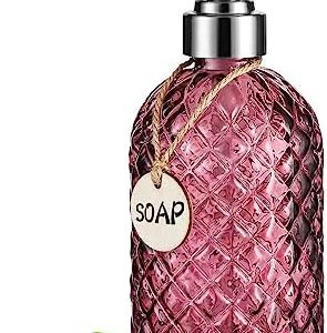 16 OZ Clear Glass Soap Dispenser with Stainless Steel Pump - Purple