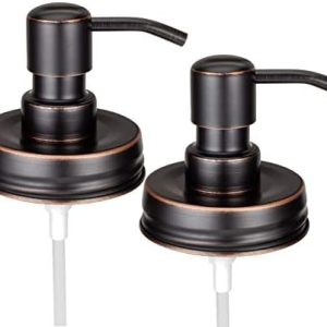 Mason Jar Soap Dispenser Lids ? Oil-Rubbed Bronze, 2-Pack