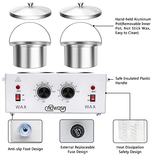 Dual Electric Wax Heater for Hair Removal & Paraffin SPA with 100 Applicator Sticks - Image 3