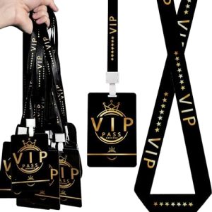 30 Black Gold PVC VIP Event Badge Lanyards and Pass Cards for Backstage Access