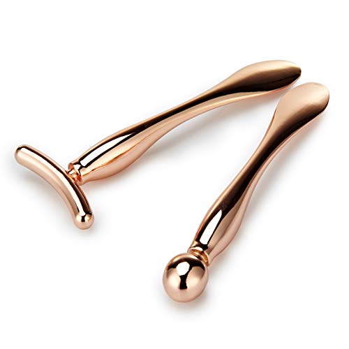 LISAPACK 2PCS Rose Gold Metal Eye Cream Applicator Wand for Puffiness Relief