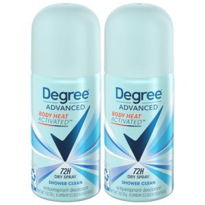 Degree Women's Shower Clean Antiperspirant Spray 2-Pack Travel Size 72H Protection