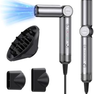 Foldable High-Speed Hair Dryer with Diffuser, 400M Plasma Ion Technology, Travel Size